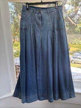 Soft Surroundings Indigo A-Line Denim Maxi Skirt-Size Small